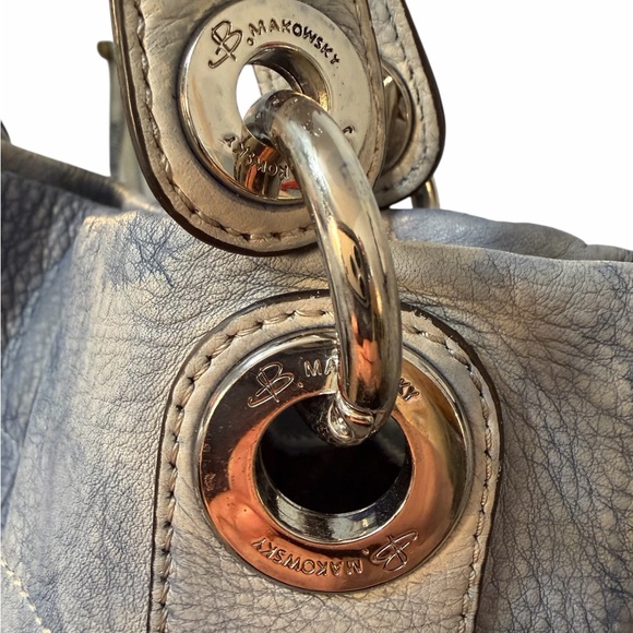 B. Makowsky Blue Leather Shoulder Bag (A368) - Picture 4 of 10